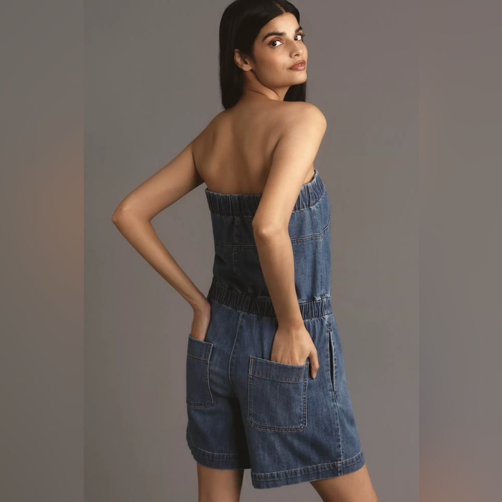 Anthropologie Pilcro Strapless Denim Romper size XL - Picture 3 of 5